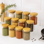 Kit 6 Potes de Vidro 200ml com Tampa de Bambu Hermético Mantimentos Condimentos Empilhaveis - Imagem 3