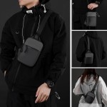 Bolsa tiracolo mini bolsa de peito com bolso duplo resistente à água, suporte de telefone de corrida para homens e mulheres, grande superfície de malha cinza - Imagem 6