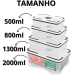 Kit 4 Potes Herméticos Retangulares com Vedação em Silicone – Conserva Alimentos, Livre de BPA, Empilhável e Transparente para Despensa e Geladeira - Imagem 4