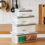 Kit 4 Potes Herméticos Retangulares com Vedação em Silicone – Conserva Alimentos, Livre de BPA, Empilhável e Transparente para Despensa e Geladeira - Imagem 6