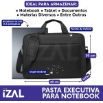 Bolsa Pasta para Notebook Maleta Executiva Impermeável Portátil | Alça Ombro e Mão Para Viagem, Trabalho, Faculdade Ideal Para o Dia a Dia Alça Transversal Unissex - Exclusividade Izal - Imagem 8