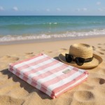 Toalha de Praia Tucca Salina Fibra de Bambu e Algodão 70x140cm Grossa Super Macia Alta Absorção Premium Para Piscina Resort Hotelaria Luxo Design Minimalista Secagem Rápida (Rosa) - Imagem 3