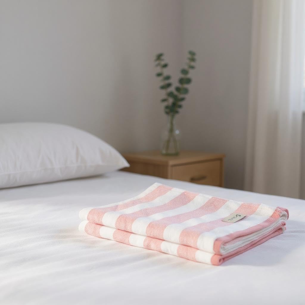 Toalha de Praia Tucca Salina Fibra de Bambu e Algodão 70x140cm Grossa Super Macia Alta Absorção Premium Para Piscina Resort Hotelaria Luxo Design Minimalista Secagem Rápida (Rosa) - Imagem 4