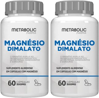 2x Magnesio Dimalato - 500Mg -120 Cápsulas - Metabolic Farma