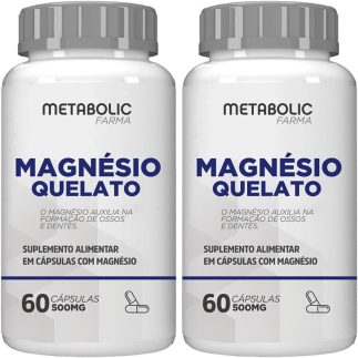 2x Magnésio Quelato Bisglicinato 500mg 120 cápsulas - Metabolic farma