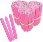 300 Lixas Unha Mini Descartáveis Manicure Pedicure 8 Cm Salão Profissional Beleza Cutícula Unha Podóloga Brinde Mimo Outubro Rosa Eventos Marca MONOLO (Rosa)