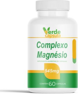4 Tipo de Magnésio + Vitamina D3 - Mix de Magnésio (Dimalato, Quelato, Citrato, Taurato) - Complexo Magnesio 60 Cápsulas - Suplemento Alimentar - Verde Cápsula