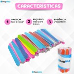 500 Lixa de Unha Mini Descartáveis Manicure Pedicure 8 Cm Salão Profissional Beleza Cutícula Unha Podologia Brinde Mimo Outubro Rosa Eventos Marca Pegweb (Colorida, unidade, 500, Grão 100/180) - Imagem 2