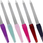 6 peças de lixa de unha de metal, lixas de unhas para unhas naturais, aço inoxidável com ponta pontiaguda e alça antiderrapante