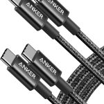 Anker Cabo USB-C para USB-C (tipo C), 100W de Carregamento Rápido para iPhone Série 17, MacBook Pro 2020, Pixel e mais (1,8 m, Pacote de 2, Preto)