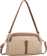 Bolsa De Couro Feminina Média Transversal Crossbody E Ombro Ajustável, Duas Divisões com Zíper, Impermeável