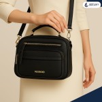 Bolsa Feminina Baú Transversal tamanho Médio em couro PU com Alça De Ombro removível Tiracolo - Imagem 2