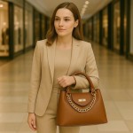 Bolsa Feminina Com Alça de Mão e Ombro Reajustável e Com Bolso Externo + Detalhe em Corrente - Imagem 2