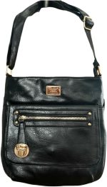 Bolsa Feminina Transversal Tiracolo Ombro Casual,Preta, Couro Média