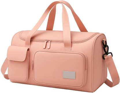 Bolsa Feminina de Viagem Grande 30L – Mala de Bordo 10kg Dobrável com 5 Compartimentos, Alça Transversal, Ideal para Academia, Passeios, Maternidade e Fim de Semana (Rosa)