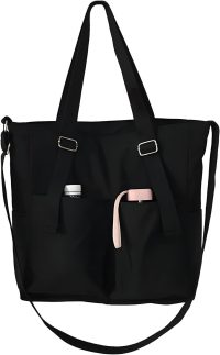 Bolsa Transversal Feminina Grande de Ombro em Tecido de Lona Casual Estilo Carteiro, Bolsa de Lado Feminina para Trabalho, Passeios e Uso Diário