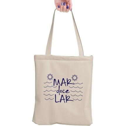 Bolsa de Moda Praia Ecobag Mar doce Lar Sacola Feminina Ecológica Algodão Cru