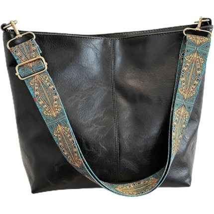 Bolsa de couro PU grande, bolsa tiracolo feminina, bolsa de compras, bolsa de ombro de grande capacidade para viagem, preta