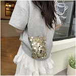 Bolsa de ombro com glitter, bolsa transversal reversível de lantejoulas, para mulheres, vestido de noite, tamanho médio - Imagem 2