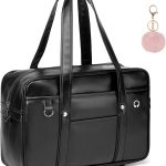 Bolsa de ombro escolar japonesa de couro sintético kawaii fofa bolsa de livros anime cosplay estudante com pompom rosa
