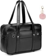 Bolsa de ombro escolar japonesa de couro sintético kawaii fofa bolsa de livros anime cosplay estudante com pompom rosa