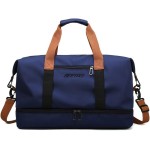 Bolsa de viagem portátil bolsa de bagagem de viagem de curta distância de grande capacidade leve separação seca e molhada bolsa de fitness esportiva (Azul marinho)