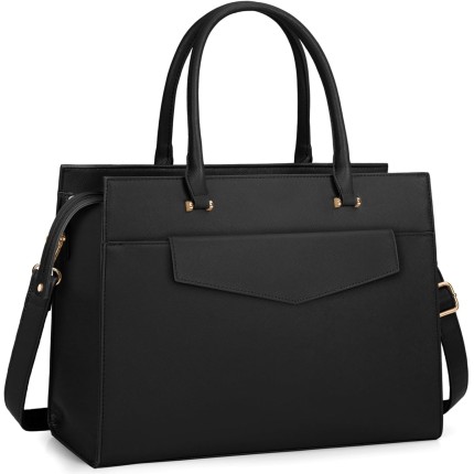 Bolsa para laptop feminina de couro de 15,6 polegadas, conjunto de 2 peças, bolsa grande para computador