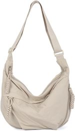 Bolsa transversal para mulheres, bolsa de ombro crescente de nylon Hobo, bolsa casual, bolsa de bolinhos