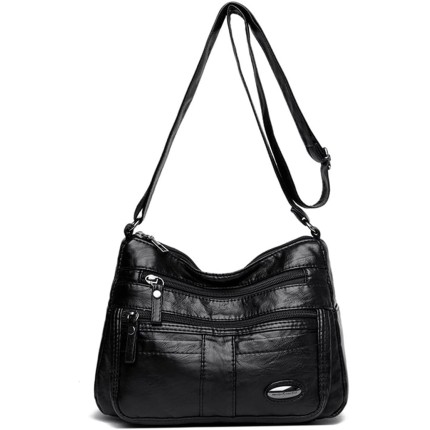 Bolsas transversais para mulheres, bolsa de ombro de poliuretano espaçosa com vários bolsos, bolsa feminina moderna sacola com alça superior