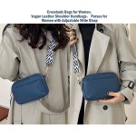 Bolsas transversais para mulheres, bolsas de ombro de couro vegano, bolsas femininas com alça larga ajustável - Imagem 2