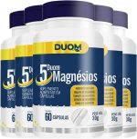 COMBO 5 DUOM 5 MAGNÉSIOS QUELATO MALATO TAURATO CITRATO ÓXIDO 60 CÁPSULAS CADA TOTAL 300 CÁPS