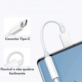Cabo Adaptador Tipo C Para P2 Fone de ouvido Compatível iPhone Android