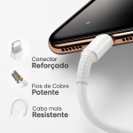 Cabo Carregador Turbo Compativel Com iPhone 8 Plus X Xr 11 12 13 14 Pro Max Branco Tipo C - Fast. - Imagem 2