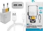 Cabo Micro USB V8 1M e Fonte Carregador de Parede Para Carga Rapida e Transferencia de Dados 5.1A Alta velocidade, Com 2 Saidas USB 25,5W Smart Charger, P/Celular e Dispositivos