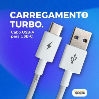 Cabo USB-C 2 metros Tipo C Turbo Ultra Rapido Reforçado Android e Iphone Notebook Tablet Qualidade Premium Carregamento Transferência de Dados