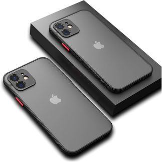 Capa Capinha Case Premium Preta Verde Azul Rosa Translúcida com Proteção de Câmera para iPhone 12, iPhone 12 Pro e iPhone 12 Pro Max (Preto, Iphone 12)