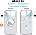 Capa Capinha Case para (iPhone 17) Magnética Carregamento por Indução Transparente Premium Anti Impacto, Anti Amarelamento, Proteção de Câmera (iPhone 17)