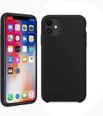 Capinha Colorida Compatível Com iPhone 11 Vermelha,Preta, Laranja, Amarela, Azul, Rosa, Pink, Branca, Lilás, Marrom, Verde, Roxo, Case Slim Flexível Aveludada PREMIUM (Preta)