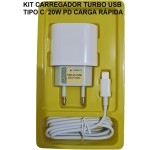Carregador Completo Turbo Compativel com iPhone 15, 15 Pro, 15 Pro max, 16, 16 Pro, 16 Pro max, Compativel com Galaxy, Android, Tipo-C + Cabo USB-C Compatível com PD e Quick Charge 3.0, cor (Branco) - Imagem 2