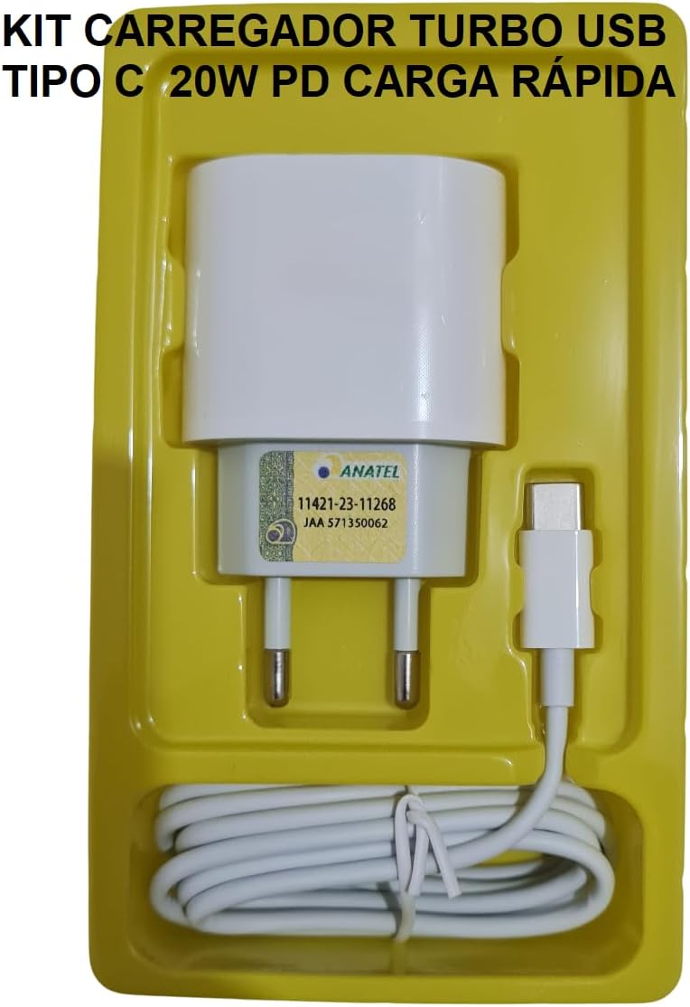 Carregador Completo Turbo Compativel com iPhone 15, 15 Pro, 15 Pro max, 16, 16 Pro, 16 Pro max, Compativel com Galaxy, Android, Tipo-C + Cabo USB-C Compatível com PD e Quick Charge 3.0, cor (Branco) - Imagem 2