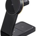 Carregador Sem Fio Rápido Indução Magnético Wireless 3 em 1 Dobrável 15W de Potência Compatível com Iphone, Smartwatchs, Android, Apple Watch AirPods