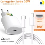 Carregador Turbo 30W Compatível iPhone 15/16/17-16 PRO, 16 PRO MAX iPhone 15 PLUS 15 PRO 15 PRO MAX, GALAXY - Todos ANDROID Entrada TIPO-C + Cabo Reforçado USB-C - Fast Power - Imagem 2