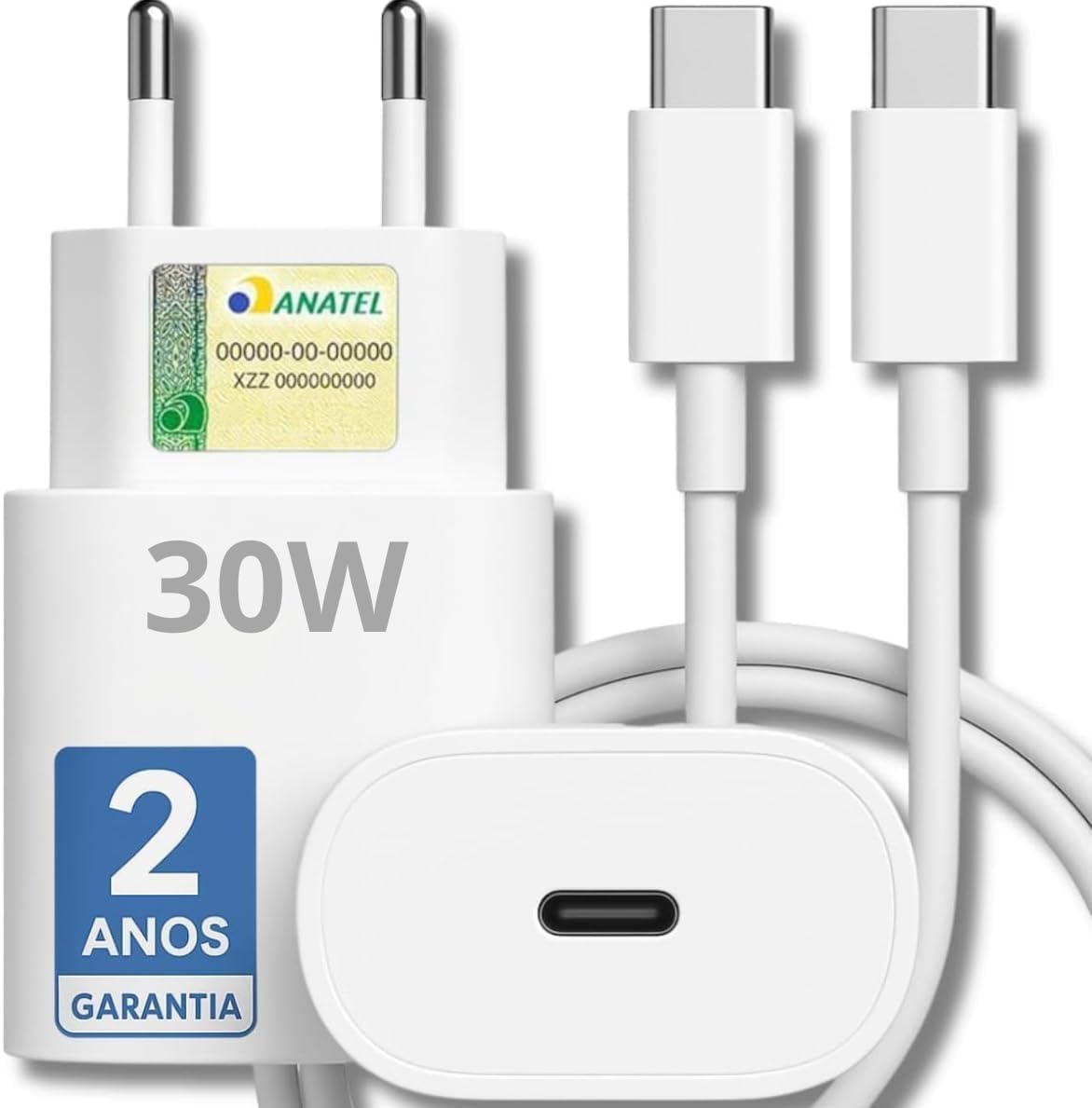 Carregador-Turbo-30W-Compativel-iPhone-151617-16-PRO-16-PRO-MAX.jpg Carregador Turbo 30W Compatível iPhone 15/16/17-16 PRO, 16 PRO MAX iPhone 15 PLUS 15 PRO 15 PRO MAX, GALAXY - Todos ANDROID Entrada TIPO-C + Cabo Reforçado USB-C - Fast Power