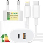 Carregador Turbo 40w Para iPhone, Cabo+Fonte Entrada Dupla Carregador Rápido, Compatível c/iPhone X Xr SE 11 12 13 14 Excellence Premium Duo.