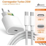 Carregador Turbo Cabo Tipo C + Fonte Entrada Tipo-C 25 W Ultra Rápido Compatível Com Samsung Galaxy Iphone 15 Pro Max iPhone 16 Pro Max, IOS Android, Premium [Valuance] - Imagem 2