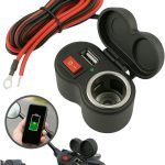 Carregador USB Moto 12V À Prova D'Água Entrada Isqueiro Tomada Adaptador Led Suporte Interruptor Instalação Rápida Cabo 1,20m Guidão Carrega Celular GPS Acessórios 10A Universal Resistente