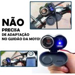 Carregador USB Moto 12V À Prova D'Água Entrada Isqueiro Tomada Adaptador Led Suporte Interruptor Instalação Rápida Cabo 1,20m Guidão Carrega Celular GPS Acessórios 10A Universal Resistente - Imagem 2
