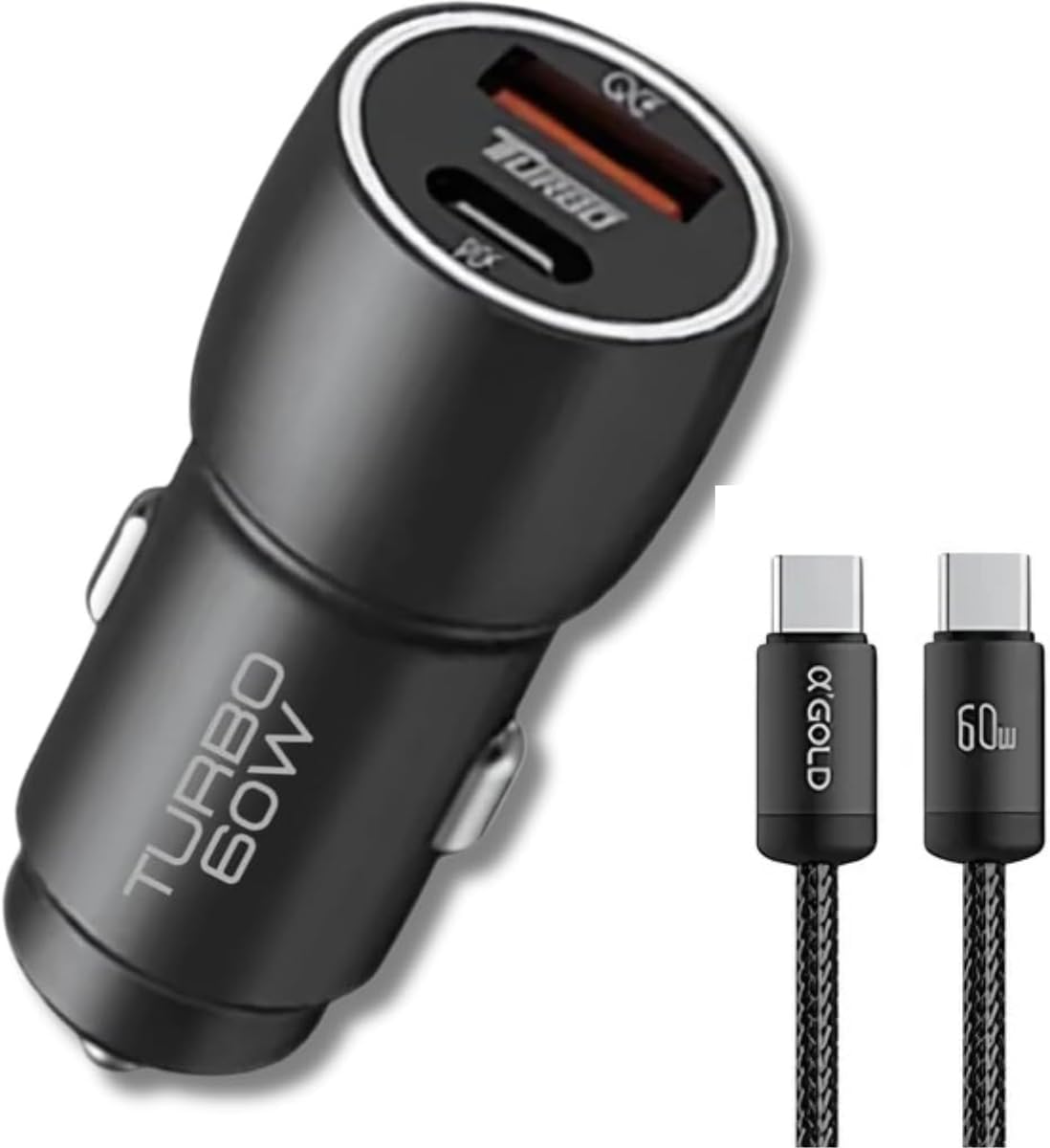 Carregador-Veicular-Turbo-60W-Para-Automovel-Carregador-de-Carro-Duas.jpg Carregador Veicular Turbo 60W Para Automóvel Carregador de Carro Duas Entradas com Carregamento Super Rápido Cabo USB-C Nylon 60w Premium Compatível Com IOS E ANDROID Compatibilidade Universal