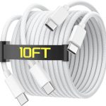 [Certificado MFi] Cabo de carregamento USB C para USB C de 3,5 m para iPhone 16/16 Plus/16 Pro/16 Pro Max/15/15 Plus/15 Pro/15 Pro Max/Galaxy/Pixel, pacote com 2 cabos de carregador 60W tecido para