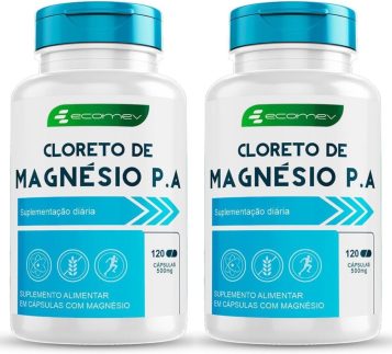 Cloreto de Magnesio P.A 500Mg 120 Cápsulas - Ecomev (Kit 2)